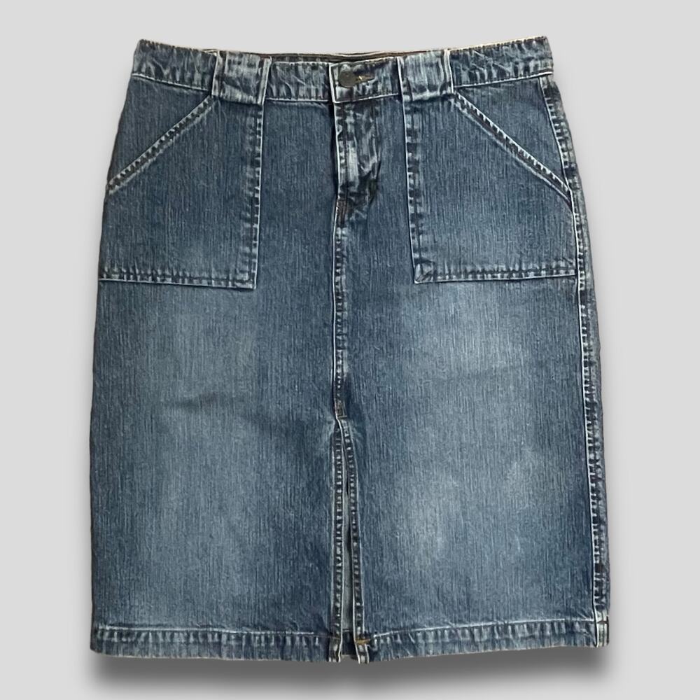 SO GSJC VINTAGE Y2K WESTERN BOHO PENCIL SKIRT BLUE COTTON SMALL 9